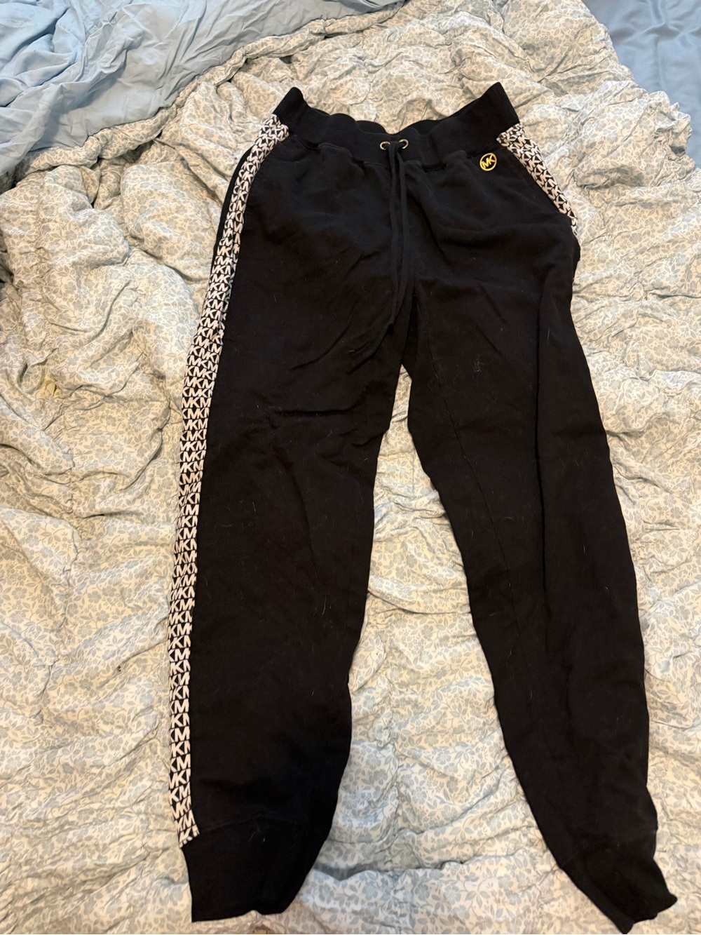 Michael Kors Black Joggers with Monogram Side Tape